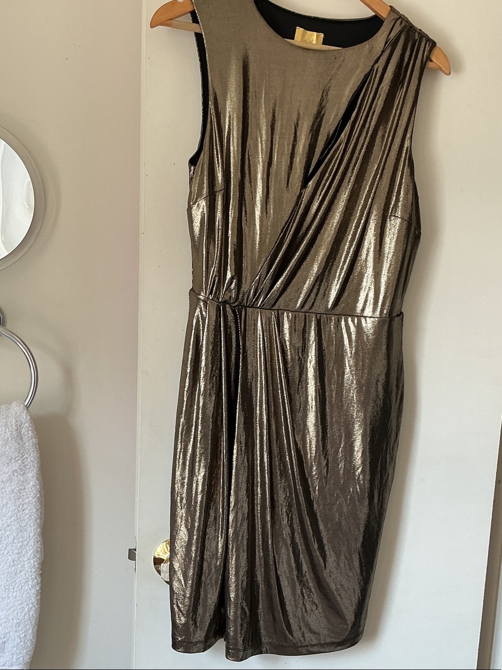 H&M Metallic Bronze Sleeveless Draped Cocktail Dress